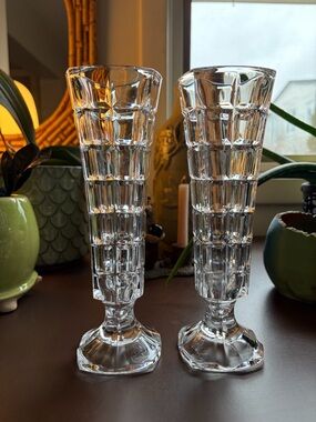 Vintage Cristal d'Arques France Lead Crystal Bud Vases Pair